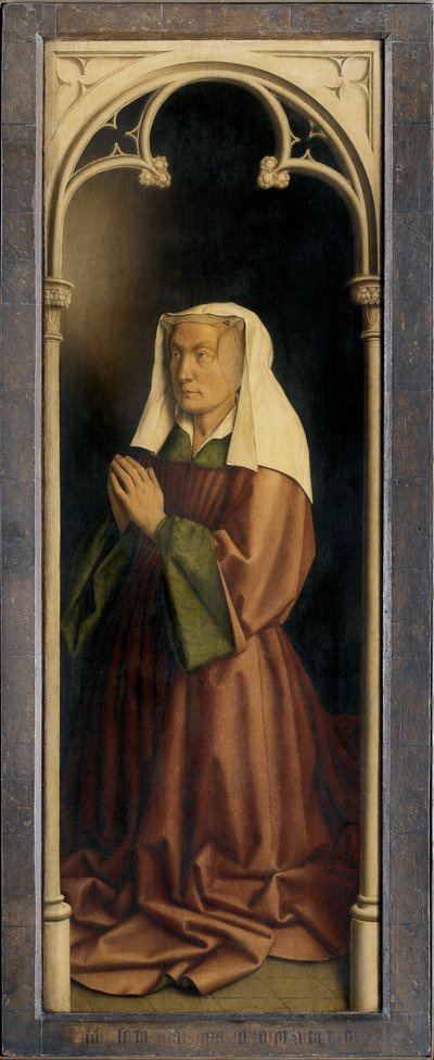 Lysbette Borluut, détail du Retable de Gand, fermé - Hubert & Jan van (1390 1441) Eyck
