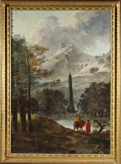 Paysage montagneux avec un obélisque - Hubert Robert