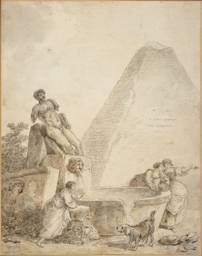 Un caprice romain avec la pyramide de Caius Cestius - Hubert Robert