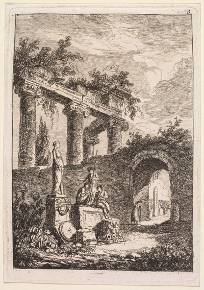 Soirées à Rome : La statue devant les ruines - Hubert Robert