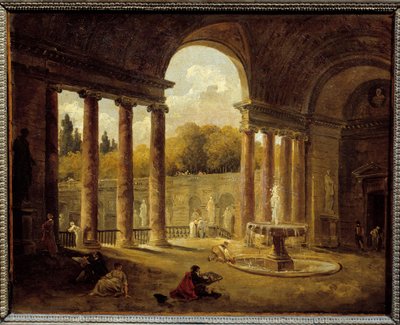 Fontaine sous un portique. Peinture de Hubert Robert (1733-1808) - Hubert Robert