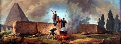Gitans faisant bouillir un chaudron parmi des ruines égyptiennes - Hubert Robert