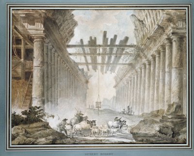 Troupeau dans les ruines d