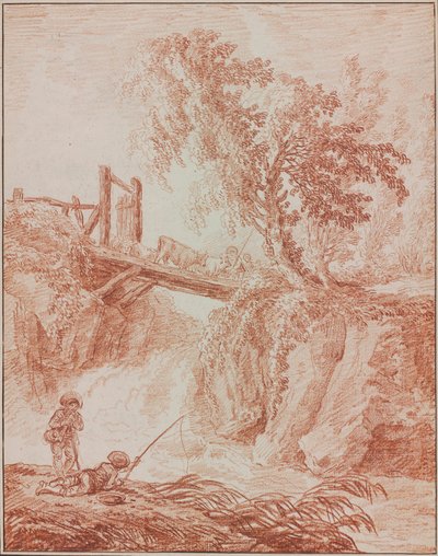 Bergers traversant une cascade - Hubert Robert