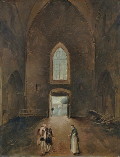 Hubert Robert et un amateur visitent une tombe dans une église - Hubert Robert