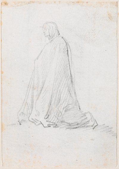 Figure agenouillée en robe à capuche (verso) - Hubert Robert