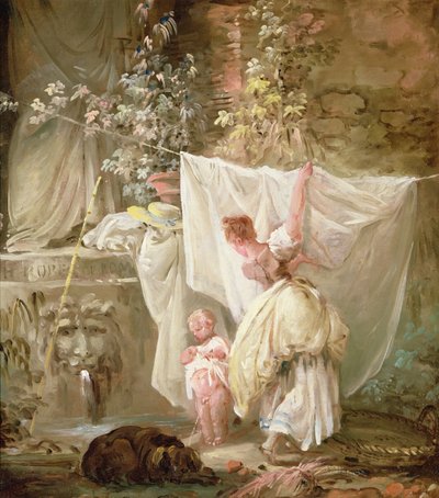 Blanchisseuse et enfant, 1761 - Hubert Robert