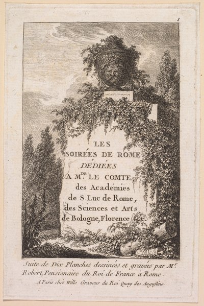 Les Soirées de Rome : Page de titre - Hubert Robert