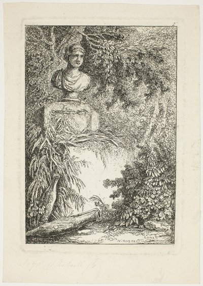 Le buste, planche deux de Les Soirées de Rome - Hubert Robert