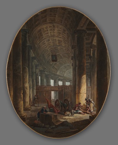 La colonnade de Saint-Pierre, Rome, pendant le conclave, vers 1769 - Hubert Robert
