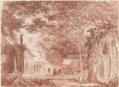 La fontaine ovale dans les jardins de la Villa d