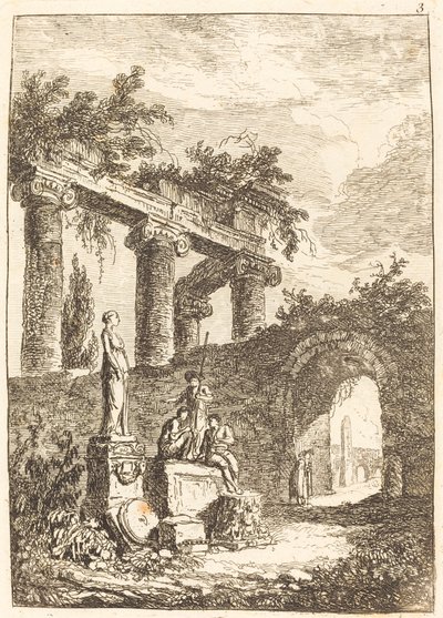 La Statue devant les Ruines - Hubert Robert