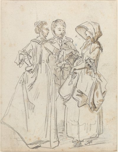 Trois dames bavardant - Hubert Robert