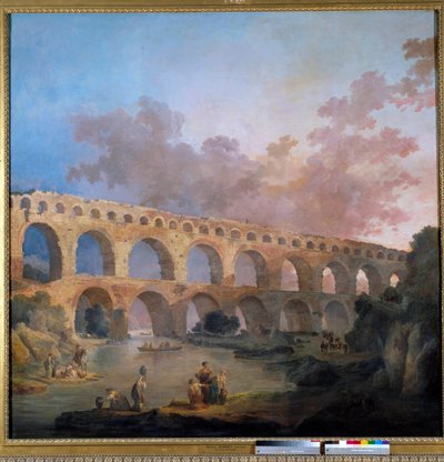 Vue du Pont du Gard. Peinture par Hubert Robert (1733-1808) 18ème siècle - Hubert Robert