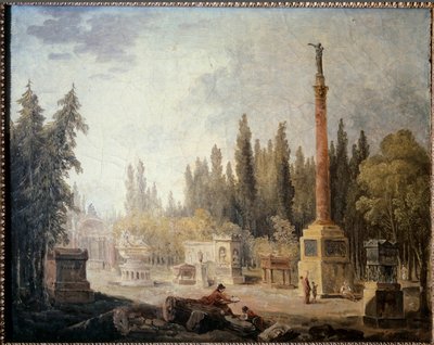 Vue du jardin du Musée des Monuments Français. Peinture de Hubert Robert (1733-1808) 18ème siècle. Paris, musée Carnavalet - Hubert Robert