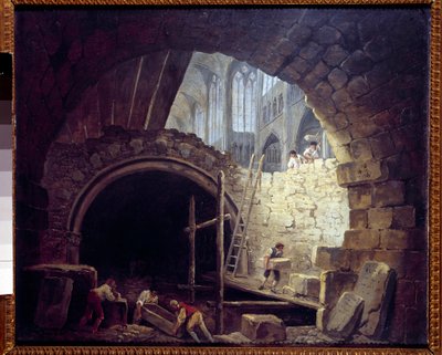 Violation des caveaux des rois dans la basilique de Saint-Denis en octobre 1793 - Hubert Robert