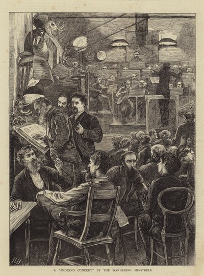 Un concert de fumeurs par les ménestrels errants - Hubert von Herkomer