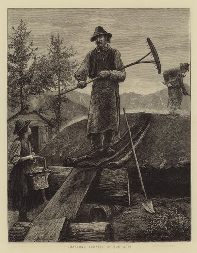 Charbonniers dans les Alpes - Hubert von Herkomer