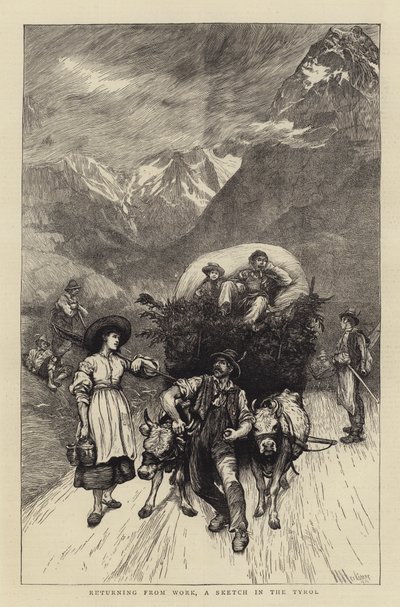 Retour du travail, une esquisse au Tyrol - Hubert von Herkomer