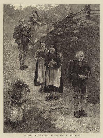 Croquis dans les Alpes bavaroises, II, Der Bittgang - Hubert von Herkomer