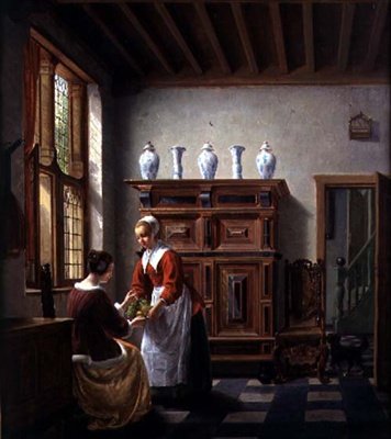 Servante servant des fruits - Hubertus van Hove