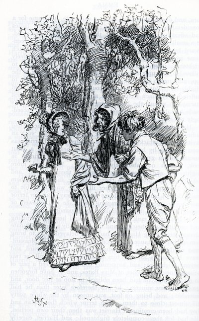Harriet, attaquée par des gitans (illustration) - Hugh Thomson