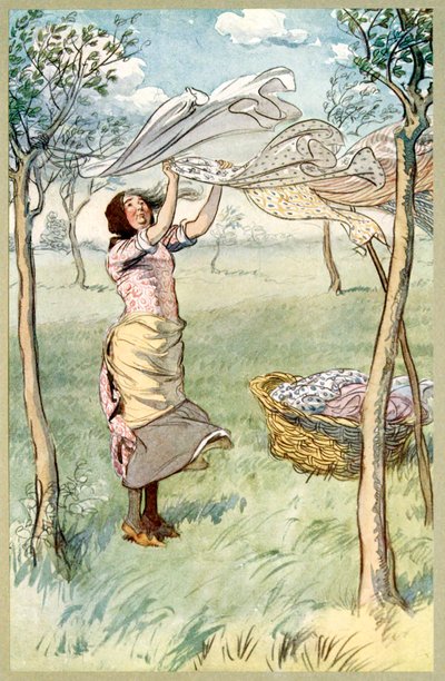 Je lave, essore... Et je fais tout moi-même, de Les Joyeuses Commères de Windsor, pub. 1910 - Hugh Thomson