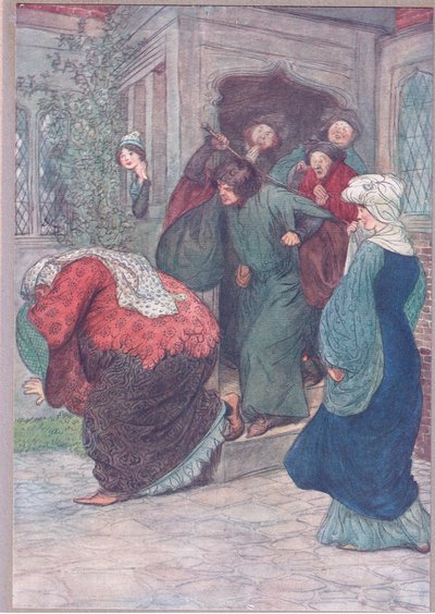 Hors de ma porte, sorcière (illustration de Les Joyeuses Commères de Windsor) - Hugh Thomson