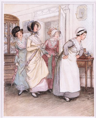 Patty accueille les sœurs, Willoughby et Miss Henrietta - Hugh Thomson