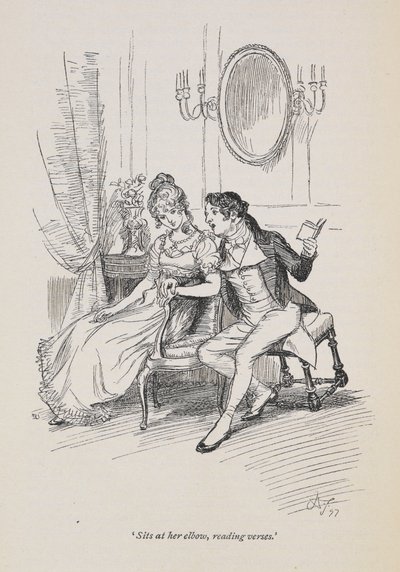 Assis à son coude, lisant des vers. Persuasion de Jane Austen - Hugh Thomson