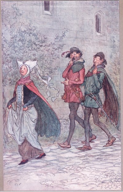 Quand Mme Bridget a perdu le manche de son éventail (illustration de Les Joyeuses Commères de Windsor) - Hugh Thomson