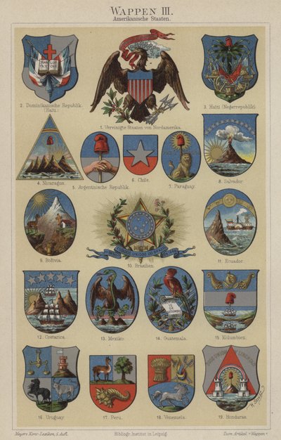 Armoiries des pays des Amériques - Hugo Gerard (after) Strohl