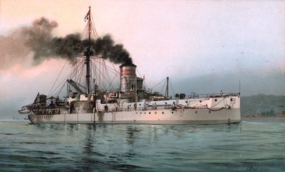 Lithographie du cuirassé allemand SMS Württemberg - Hugo Graf