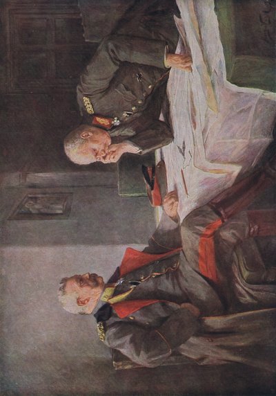 Étudier un plan de guerre, illustration de Hindenburg publiée par Daterlandischer Derlag C U Weller Berlin, 1922 - Hugo Vogel