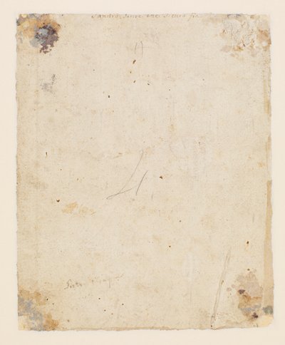 Inscription au verso : centre supérieur, encre brune, main italienne du XVIIIe siècle : "Sandro scrive che sicuro fia" ; en dessous, encre brune, main du XIXe siècle : "Petro Perugino" - Hugo van der Goes
