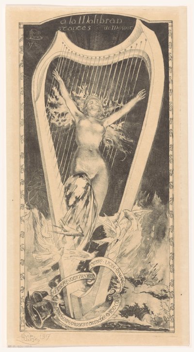 Maria Malibran devant une harpe - Huib Luns (signed by artist)