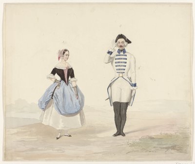 Homme et femme en costume historique, 1841 - Huib van Hove Bz