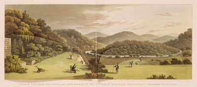 Vue générale des façades sud et est du cottage à Endsleigh, Devon (avant) de 