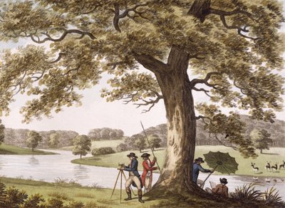 Humphrey Repton en train de faire un relevé avec un théodolite - Humphry Repton