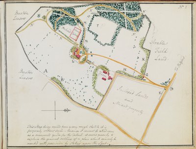 Carte des "Livres rouges", pour "Mogenhanger dans le Bedfordshire, un siège de Godfrey Thornton Esq.", 1792 - Humphry Repton