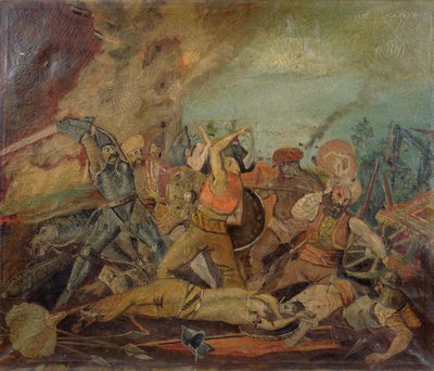 Soldats ottomans et hongrois combattant au XVIIe siècle - Hungarian School