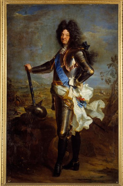 Portrait en pied de Louis XIV en armure (1630-1715). Peinture par Hyacinthe Rigaud (1659-1743) - Hyacinthe Francois Rigaud