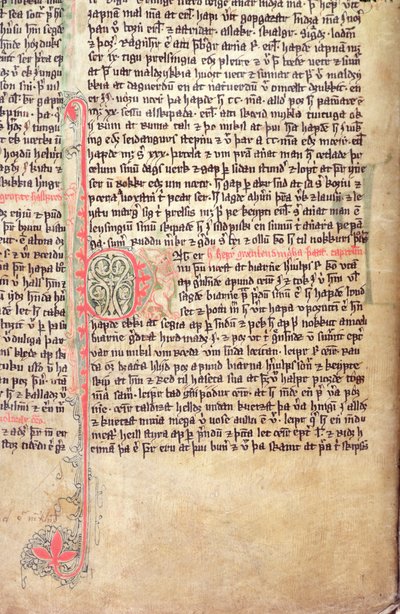Initiale historiée P au début de La Saga des Groenlandais, de Flateyjarbok (Le Livre de Flatey) fin du XIVe siècle - Icelandic School