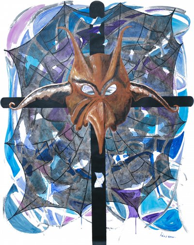 Croix au masque à cornes sinistre - Ida Publishing