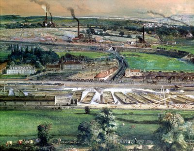 Paysage industriel dans le bassin houiller de Blanzy, Saône-et-Loire, c.1860 (détail) - Ignace Francois Bonhomme