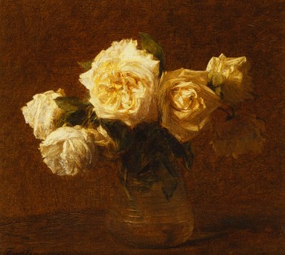 Six Roses Jaunes dans un Vase - Ignace Henri Jean Fantin Latour
