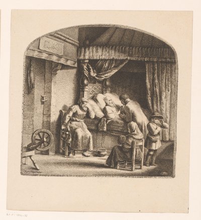 Vieil homme sur son lit de mort - Ignace Joseph de Claussin (attributed to)