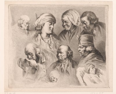 Composition avec neuf têtes d