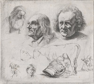 Étude de six têtes et une laitière, 1816 - Ignace Joseph de Claussin