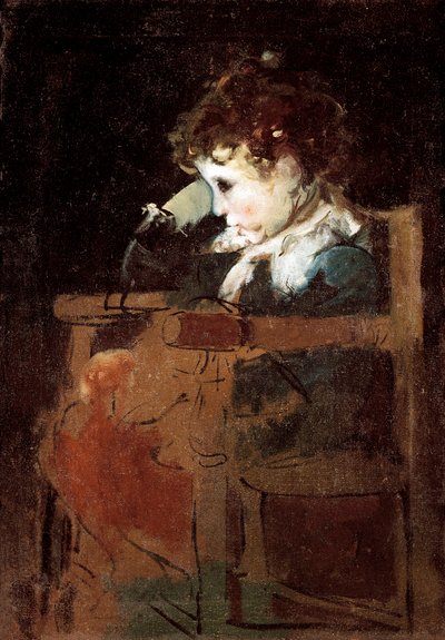 Un petit garçon paresseux dans une chaise - Ignacio Pinazo Camarlech